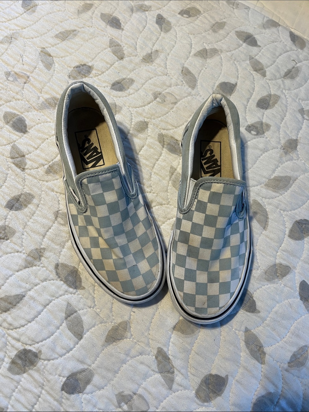 Vans Kids Slip-On Checkerboard Sneakers - Light Gray/White